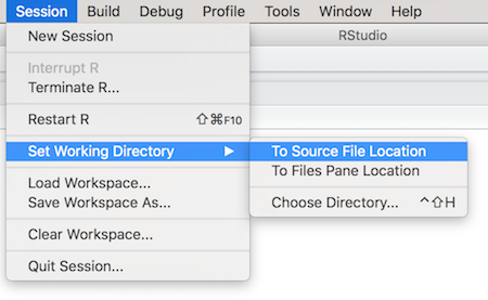 Use Session > Set Working Directory to change the working directory through R Studio