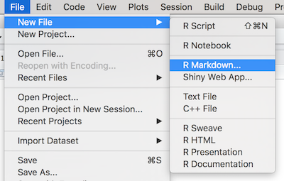 Create a new R Markdown document in RStudio.