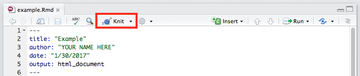 RStudio’s Knit button